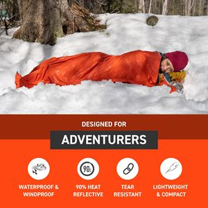 Saco de dormir térmico de Mylar aluminizado de supervivencia de emergencia impermeable al aire libre <span class=keywords><strong>Bivvy</strong></span> Back con silbato - Product Image 2