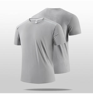 Maglietta da uomo fresca e traspirante ad asciugatura rapida estiva a maniche corte larga sportiva Casual Top con collo solido per il Fitness - Product Image 4