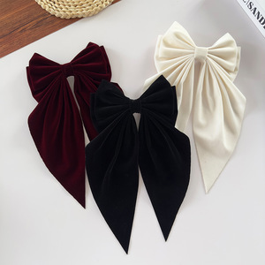 Neue Retro Samt Haars pange mit langem Band 16cm großen Bogen Haar Klaue <span class=keywords><strong>Clip</strong></span> Vielseitige Mode Frauen Frühling <span class=keywords><strong>Clip</strong></span> - Product Image 2