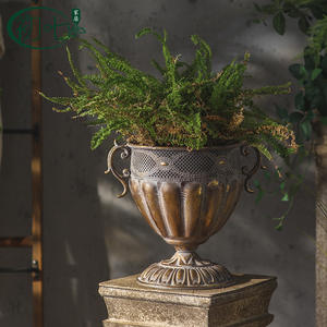 Pot de fleurs en fer forgé rétro européen, grand modèle, pour extérieur, jardin, décoration, pour plantes vertes. - Product Image 2