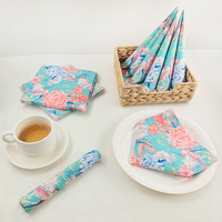 Serviettes de table imprimées 2 épaisseurs 33x33cm en pâte de bois vierge, motifs fleurs et oiseaux élégants, jetables et pliables – Offre spéciale