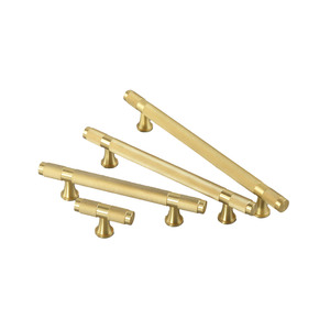 Tiradores moleteados de barra en T de latón cruzado con corte de diamante, herrajes para armarios y muebles de cocina para armarios, vestidores, armarios - Product Image 4