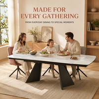 Table à manger extensible de luxe moderne OEM, plateau en céramique, gain de place, plateau en pierre frittée, pieds en métal, mobilier de salle à manger