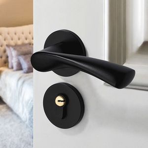 Silent Closing Deadbolt Room Door Aluminum Metal Lever <b>Handle</b> Indoors for Office Panel Mechanical Keys <b>Handle</b> <b>Lock</b> Set - Product Image 2
