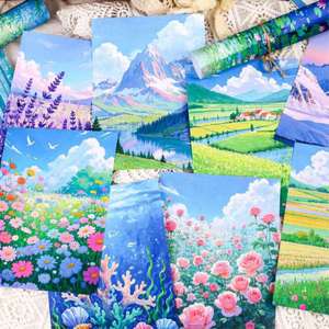 Set de Cuadernos de Hojas Sueltas con Diseños de Paisajes Naturales, Bosques, Océanos, Montañas y Flores en Acuarela, Estilo Estético - Product Image 5