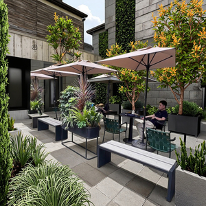 Conjunto de Mesa y Sillas de <span class=keywords><strong>Bambú</strong></span> para Exteriores, Resistente al Agua y a los Rayos UV, para Patio, <span class=keywords><strong>Terraza</strong></span>, Jardín o Cafetería - Product Image 2