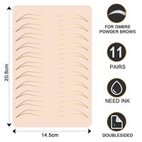 Peau d'entraînement en silicone pour sourcils, poudre ombrée pour sourcils, faux cuir, feuille double face, peau d'entraînement pour microblading pour les artistes tatoueurs