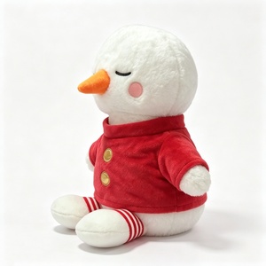 Customized Cute Snowman Plush Toy,Festive Sitting <b>Christmas</b> Stuffed Animal with Red <b>Jacket</b>, Carrot Nose & Gold Buttons - Product Image 4