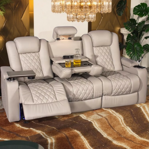Divano Reclinabile Elettrico a 3 Posti di Alta Qualità in Pelle, Stile Cinema Domestico, per <span class=keywords><strong>Home</strong></span> Theater - Product Image 1