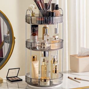 3 Layers Eco-Friendly Plastic Home Organization 360 <b>Rotating</b> Makeup Organizer Spinning Holder Cosmetic Storage <b>Display</b> Racks - Product Image 5