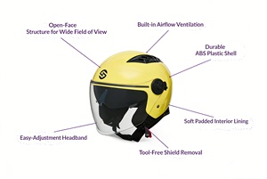 Casco de Motocicleta Tres Cuartos con Certificación DOT, Doble Visor, Forro de Rápida Extracción, Ventilación y Disipación de Calor, Casco de Seguridad para Ciclismo - Product Image 3