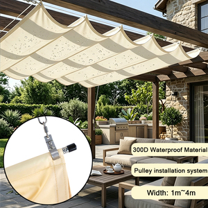 Voile <span class=keywords><strong>d</strong></span>'<span class=keywords><strong>ombrage</strong></span> rétractable imperméable laiteuse pour extérieur, auvent de terrasse, pergola, patio <span class=keywords><strong>d</strong></span>'été, <span class=keywords><strong>filet</strong></span> pare-soleil télescopique - Product Image 1