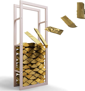 Support de stockage de bois de chauffage en métal sur pied moderne support de stockage de bois intérieur/extérieur avec emballage de vente par correspondance - Product Image 1