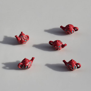 Korean Style Teapot Pendant Zinc Alloy Oil Dripping Blue Red Jewelry Findings For DIY Earrings Necklaces - Product Image 3