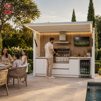 Meubles de cuisine extérieure sur mesure avec îlot de barbecue modulaire, évier, rangement et comptoir, ensemble de cuisine complet fabriqué en usine