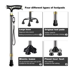 Adjustable <strong>Walking</strong> <strong>Stick</strong> with Led Light Detachable Base Old <strong>Man</strong> Elderly <strong>Walking</strong> Cane - Product Image 2