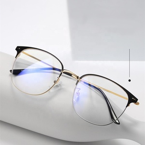 Lunettes photochromiques pour hommes, monture demi-cerclée ronde, rivets dorés, verres photogray antireflet, lunettes optiques tendance 2026, anti-lumière bleue - Product Image 4