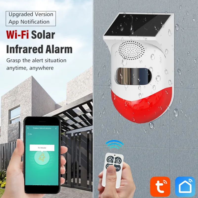 Tuya WiFiPIRサイレン屋外ソーラー赤外線ワイヤレス防水検出器家庭用盗難GSMセキュリティアラームシステム用