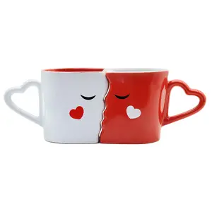 Nóng Bán Sáng Tạo Red Và Trắng Couple Cốc Cà Phê Mug Chân Dung Shape Ceramic Mug Set Cho Valentine Quà Tặng