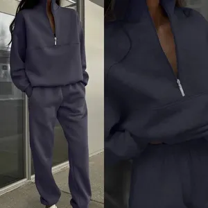 New in Outwears Sweatshirt Winter Clothes Women Warm Suit <strong>Ladies</strong> <strong>Outfit</strong> Clothing Long Sleeve Zip-up Top Casual Pants 2 Piece Set - Product Image 5