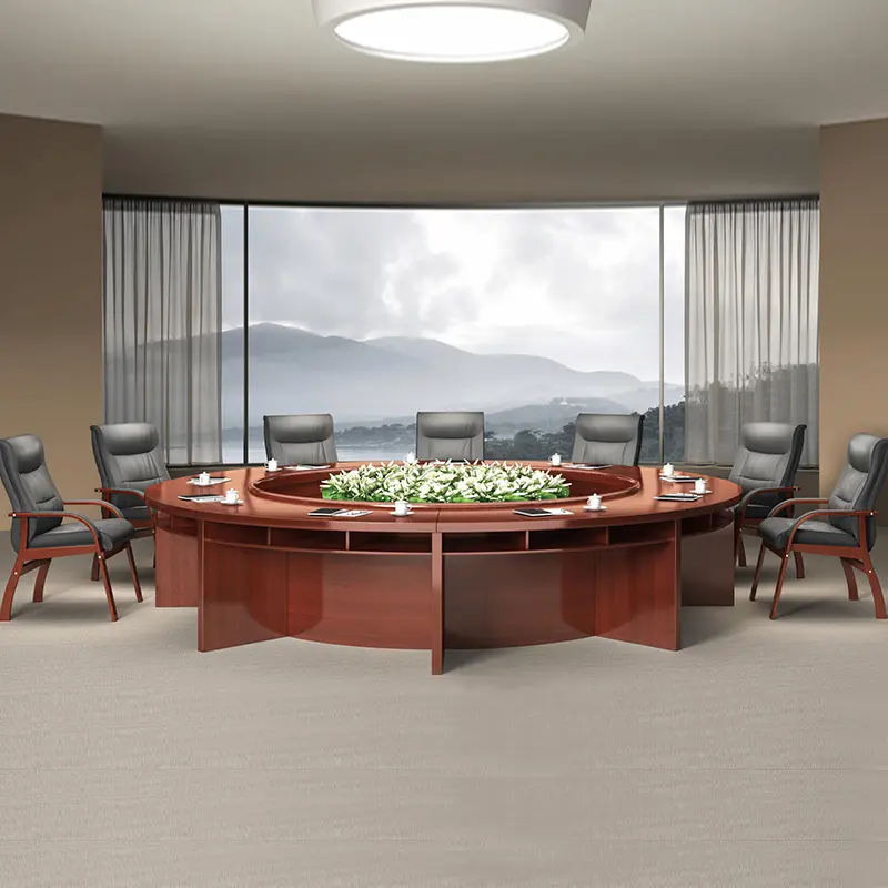 Grosir meja konferensi dan kursi Set besar Meja pertemuan bulat kayu 12 orang meja konferensi untuk kantor