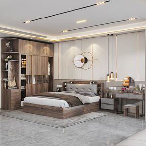 Conjuntos de dormitorio de nuevo diseño de lujo muebles de dormitorio de tamaño king de lujo - Product Image 5