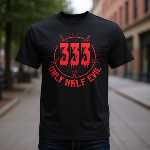 Camiseta 333 Only Half Evil negra para hombre, ropa informal - Product Image 3