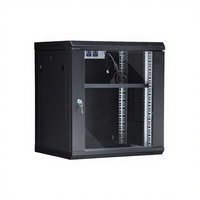 Kabinet Jaringan Server Pusat Data Rak 19" 9U Kustom, Baja Hitam, Lapisan Powder Coating IP20, Bersertifikasi CE ROHS, Tersedia