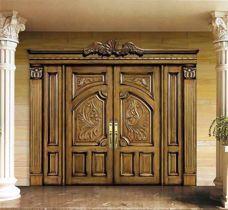 Solid Wood Entrance Door Oak Main Entrance Door Front Solid 10 Ft Decorative Swing Villa Door Fancy Phoenix Carved Design