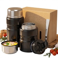 Termos de Doble Pared con Aislamiento al Vacío de Fábrica OEM, Recipientes para Alimentos con Cuchara