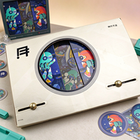 Boîte cadeau rigide à cadran coulissant créatif, fenêtre ronde personnalisée, impression de dessins animés, emballage de luxe pour gâteaux de lune