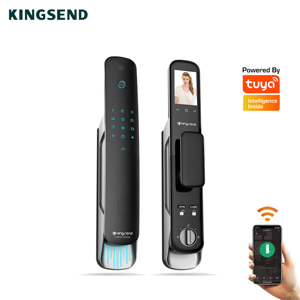 Thông Minh Tự Động 3D Mặt Nhận Dạng Dấu Vân Tay Không Dây Wifi An Ninh Máy Ảnh Cửa Khóa Tuya Nhà Nhôm OEM/ODM Gỗ Đám Mây - Product Image 1