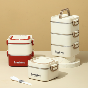 กล่องข้าวสแตนเลส 304 สำหรับอุ่นในไมโครเวฟ แบบพกพา ความจุขนาดใหญ่ หลายชั้น สำหรับใส่อาหารกลางวันที่บ้าน - Product Image 1