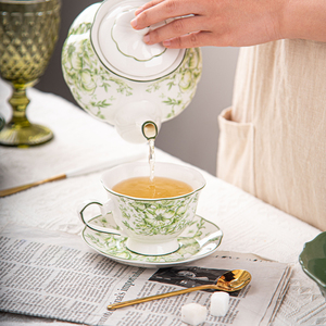 Thiết kế ban đầu pháp retro màu xanh đậm gốm bộ đồ ăn Bát món ăn cốc cà phê ấm trà phong cách sang trọng Bộ đồ ăn sáng tạo - Product Image 5