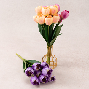 Flores Artificiales de Seda, Tulipanes de 9 Cabezas Tipo Linterna, Decoración de Escaparates y Bodas, Arreglos Florales de Lujo, China - Product Image 6
