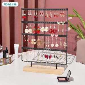 Black 88-Hole & 4-Layer <b>Earring</b> Organizer Display Stand Hanging Jewelry <b>Holder</b> for Earrrings - Product Image 5
