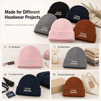 Bonnet épais tricoté à revers, vierge, pour marque privée, vente en gros, chaud d'hiver, unisexe, pour hommes et femmes, pour le ski et les activités de plein air