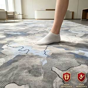 Alfombra Comercial Moderna Abstracta en Gris Azulado con Diseño de Montaña y Río, Impresa en Nailon y Látex, Personalizada para Vestíbulos de Hoteles, Oficinas y Proyectos, Alfombras para Sala de Estar - Product Image 2