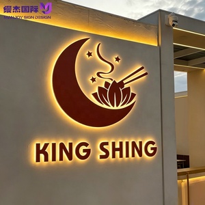 Letrero LED 3D Retroiluminado para Recepción - Letras Metálicas Doradas Personalizadas con Nombre <span class=keywords><strong>de</strong></span> Empresa Iluminado para Oficinas, Vestíbulos, Bares y Edificios - Product Image 1