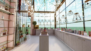 Escaparate de tienda de cosméticos elegante Mostrador de tienda de perfumes de lujo con iluminación LED Diseño de tienda de maquillaje popular - Product Image 5