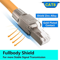 Konektor Ethernet CAT8 RJ45 Tanpa Alat, Panel Mount, 8 Pin, Berbahan Zinc Alloy, RJ 45 Coupler STP Shielded, Modular Plug