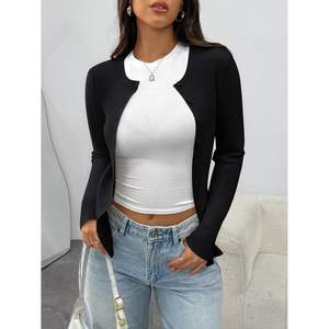 Cárdigan recortado ligero personalizado 2025 para mujer, suéter básico ajustado con botones, camisa para otoño, Bonito traje Y2K, Top - Product Image 4