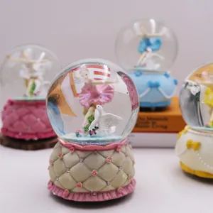 Cute little ballerina girl Resin Customized Musical Water Globe Resin Snow Globe Glass For home decoration