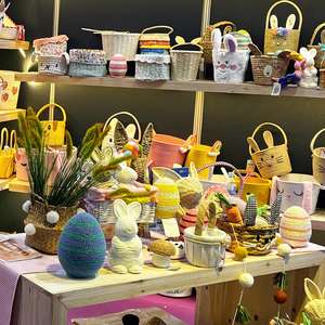 Nouveau design rotin osier jonc de mer coton corde seersucker à volants <span class=keywords><strong>toile</strong></span> tissé coton tissu feutre garçons filles joyeuses pâques panier - Product Image 1