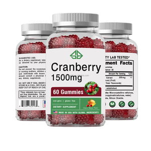 เยลลี่แครนเบอร์รี่ OEM 1500 มก. 60 เม็ด ผลิตภัณฑ์เสริมอาหาร ปราศจาก GMO ปราศจากกลูเตน รสเชอร์รี่มะม่วง ผลิตในสหรัฐอเมริกา - Product Image 2