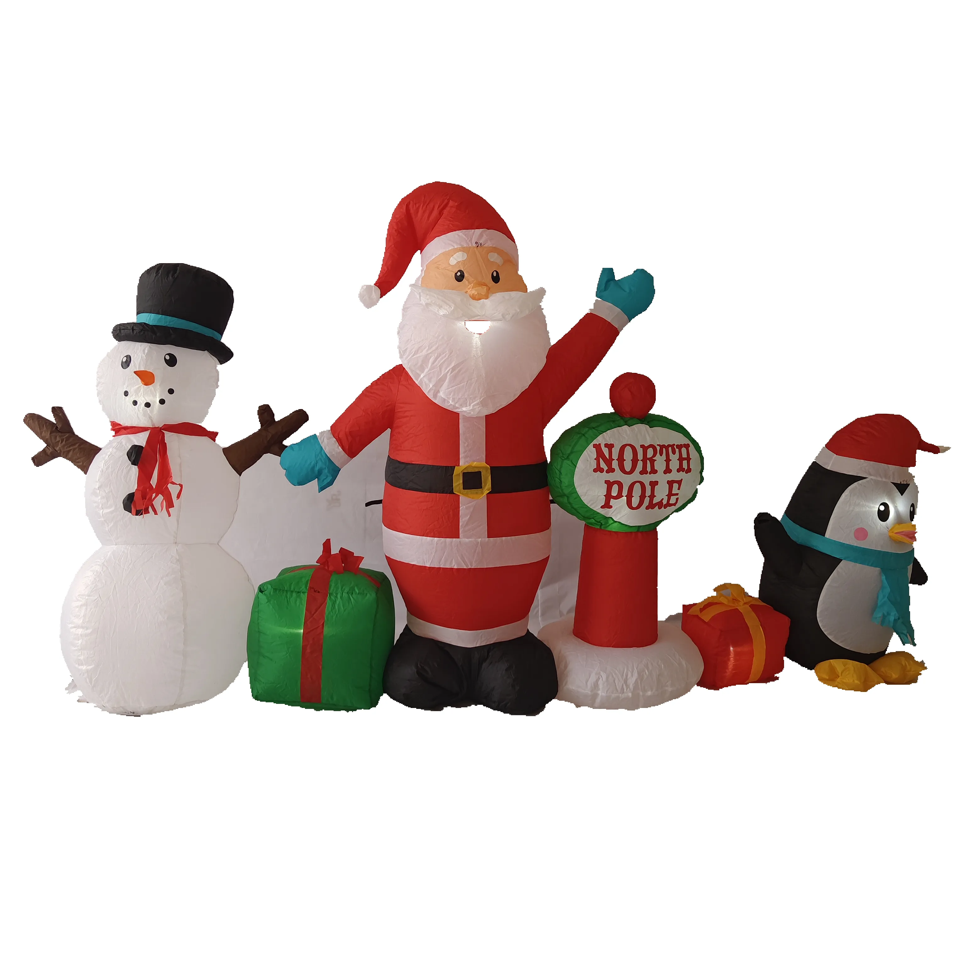 هدايا عيد الميلاد 2024 4 قدم 6 قدم 8 قدم نمط البطريق الحريري القابل للنفخ سانتا كلوز وورجل الثلج لديكور عرض الساحة ديكورات الكريسماس القابلة للنفخ