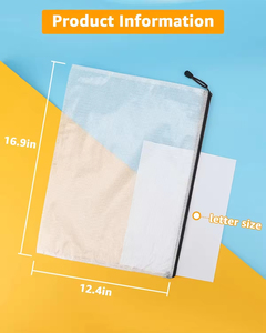 Đa năng tái sử dụng nhựa tập tin thư mục kiểm tra giấy tổ chức độ ẩm bằng chứng lưới dây kéo Pouch sinh viên tài liệu - Product Image 2