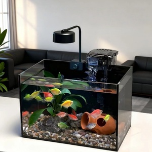 JSD Groothandel Jinjing Modern Ultra Helder Glas 5L Zwarte Achtergrond DIY Bureau <span class=keywords><strong>Aquarium</strong></span> Ecologisch Vis Schildpad <span class=keywords><strong>Aquarium</strong></span> LED Verlichting - Product Image 6
