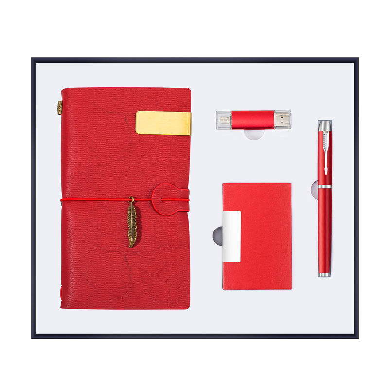 Red-Notebook+pen+name card holder+usb