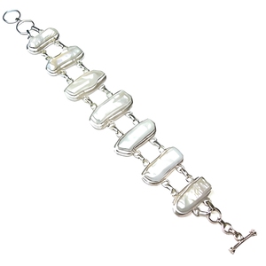 Biwa Pearl 925 Sterling Silver Handmade Bracelet Elegant Freshwater Pearl Jewelry Wholesale Fashion Adjustable Link Bracelet - Product Image 1